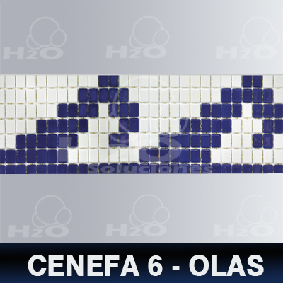 mosaico ezarro, mosaicos para albercas, mosaicos para piscinas, cenefa olas
